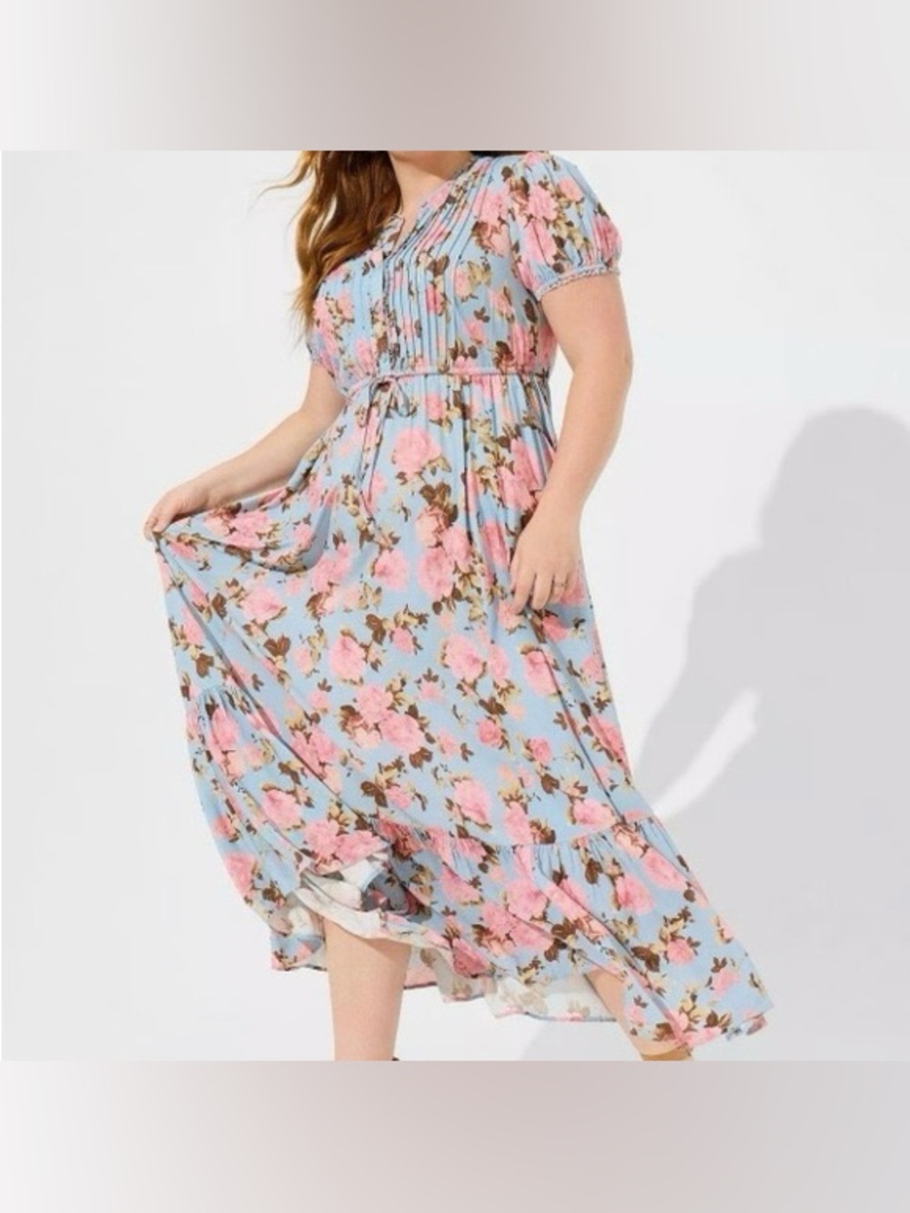 torrid Pink & Light Blue Floral Midi Dress